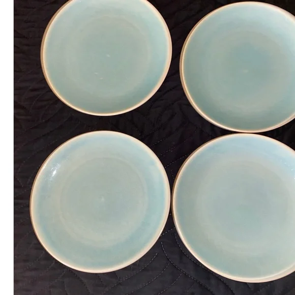 4 West Elm Light Blue Alta Organic Reactive Crackle Glaze Stoneware 8” Plates - Picture 2 of 15